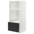 METOD / MAXIMERA High cab for oven/micro w drawer, white/Nickebo matt anthracite, 60x60x140 cm