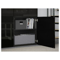 BESTÅ Storage combination w/glass doors, black-brown, Selsviken high-gloss/black, dimmed glass, 120x40x192 cm