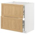 METOD / MAXIMERA Base cab f hob/2 fronts/3 drawers, white/Forsbacka oak, 80x60 cm