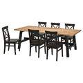 SKOGSTA / INGOLF Table and 6 chairs, acacia/black, 235x100 cm