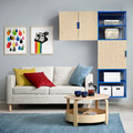 PLATSA Open storage combination w 3 doors, white Kalbåden/blue, 140x42x182 cm