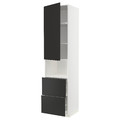 METOD / MAXIMERA Hi cab f micro w door/2 drawers, white/Nickebo matt anthracite, 60x60x240 cm