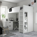 SMÅSTAD Loft bed, white pale turquoise/with desk with 3 drawers, 90x200 cm