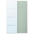 MEHAMN/AULI Pair of sliding doors, aluminium double sided/light green mirror glass, 150x236 cm