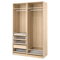 PAX Wardrobe combination, white stained oak effect, 150x58x236 cm