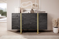 Cabinet with 2 Doors & 3 Drawers Verica 150 cm, charcoal/gold legs