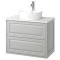 TÄNNFORSEN / TÖRNVIKEN Wash-stnd w drawers/wash-basin/tap, light grey/white marble effect, 82x49x79 cm