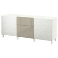 BESTÅ Storage combination with drawers, Laxviken white/Selsviken high-gloss/beige, 180x40x74 cm