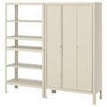 KOLBJÖRN Shelving unit with cabinet, beige, 171x37x161 cm