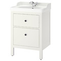 HEMNES / RÄTTVIKEN Wash-stand with 2 drawers, white, Runskär tap, 62x49x89 cm