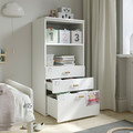 SMÅSTAD / PLATSA Bookcase, white blue/with 3 drawers, 60x42x123 cm