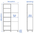 BESTÅ Storage combination with doors, white stained oak effect, Lappviken/Stubbarp white stained oak effect, 120x42x202 cm