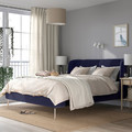 TUFJORD Upholstered bed frame, Tallmyra black-blue/Lönset, 140x200 cm