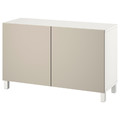 BESTÅ Storage combination with doors, white/Lappviken/Stubbarp light grey-beige, 120x42x74 cm