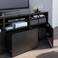 BESTÅ TV storage combination/glass doors, black-brown/Lappviken black-brown clear glass, 180x42x192 cm