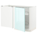 METOD Corner base cab w pull-out fitting, white Järsta/high-gloss light turquoise, 128x68 cm