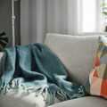 KLIPPOXEL Throw, grey-turquoise, 130x170 cm