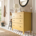 HEMNES Chest of 3 drawers, yellow stain, 108x96 cm