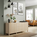 BESTÅ Storage combination with drawers, white stained oak effect/Lappviken/Stubbarp white stained oak effect, 180x42x74 cm