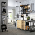 ENHET Kitchen, anthracite, oak effect, 183x63.5x222 cm