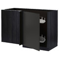 METOD Corner base cab w pull-out fitting, black/Upplöv matt anthracite, 128x68 cm