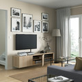 BESTÅ TV bench with doors, white stained oak effect, Lappviken white stained oak effect, 180x42x38 cm