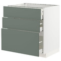 METOD / MAXIMERA Base cabinet with 3 drawers, white/Bodarp grey-green, 80x60 cm