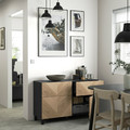 BESTÅ Storage combination w doors/drawers, black-brown, Hedeviken/Stubbarp oak veneer, 120x42x74 cm