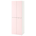 SMÅSTAD / PLATSA Wardrobe, white pale pink/with 2 clothes rails, 60x57x181 cm