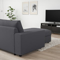 VIMLE 4-seat sofa with chaise longue, with wide armrests/Hallarp grey