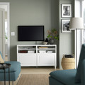 BESTÅ TV bench with doors, white, Smeviken/Kabbarp white, 120x42x74 cm