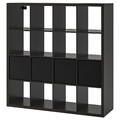 KALLAX Shelf unit with 4 inserts, black-brown, 147x147 cm