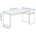 MALM Desk with pull-out panel, white, 151x65 cm