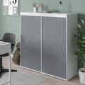 PLATSA Cabinet with 2 sliding doors, white Larkollen/dark grey, 120x42x123 cm