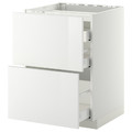 METOD / MAXIMERA Base cab f hob/2 fronts/3 drawers, white, Ringhult white, 60x60 cm