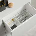 BESTÅ Storage combination w doors/drawers, white Studsviken/Kabbarp/white woven poplar, 120x42x74 cm