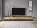 Wall-mounted TV Cabinet Fly Double LED 280, matt black/wotan oak