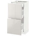 METOD / MAXIMERA Base cab with 2 fronts/3 drawers, white, Ringhult light grey, 40x37 cm