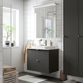 HAVBÄCK / ORRSJÖN Wash-stnd w drawers/wash-basin/tap, dark grey/grey stone effect, 82x49x71 cm