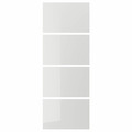 HOKKSUND 4 panels for sliding door frame, high-gloss light grey light grey, 75x201 cm