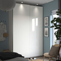 HASVIK Pair of sliding doors, high-gloss white, 150x236 cm