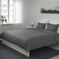 LUKTJASMIN Quilt cover and 2 pillowcases, dark grey, 200x200/50x60 cm