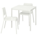 MELLTORP / TEODORES Table and 2 chairs, white, white, 75x75 cm