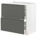 METOD / MAXIMERA Base cab f hob/2 fronts/2 drawers, white/Voxtorp dark grey, 80x60 cm