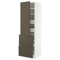 METOD / MAXIMERA Hi cab w shlvs/4 drawers/dr/2 frnts, white/Havstorp brown-beige, 60x60x200 cm