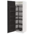 METOD High cabinet with pull-out larder, white/Nickebo matt anthracite, 60x60x200 cm