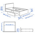 MALM Bed frame, high, with 2 storage boxes, white stained oak effect, Luröy, 120x200 cm