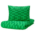 BLÅSKATA Duvet cover and pillowcase, green/patterned, 150x200/50x60 cm