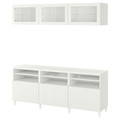 BESTÅ TV storage combination/glass doors, white/Sutterviken/Kabbarp white clear glass, 180x42x192 cm