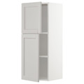 METOD Wall cabinet with shelves/2 doors, white/Lerhyttan light grey, 40x100 cm